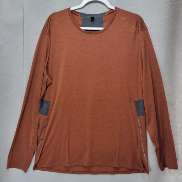 Lululemon Fast Free Tech Shirt Mens XL Athletic Reflective Rust Long Sleeve - Picture 3 of 14